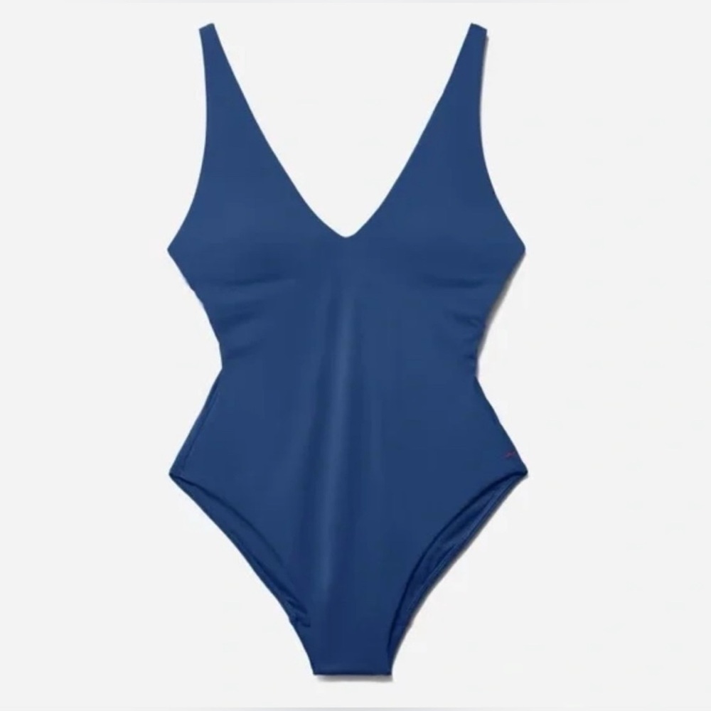 Everlane Blue Fitted Backless Swim Bodysuit
